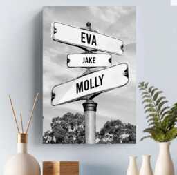 Custom Made Street Sign With Your Names Personalised Wall Art Box Framed Printed Canvas Or Poster Print - Wedding, Birthday, Mothersday Gift - thumbnail 1