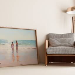 Kids Of The Sea Art Print, Summer Pink Wall Art, Beach Home Decor, Pastel Seascape Canvas, Printable Gift, Digital Modern Decor - thumbnail 2