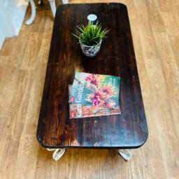 Hardwood Top Restored Coffee Side Table - thumbnail 2