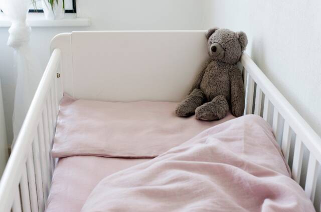 Organic Pink Linen Bedding Set Fitted Sheet, Duvet Cover, Pillowcase, For Baybies, Toddlers, Kids - image 1