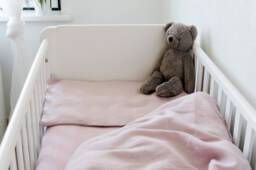Organic Pink Linen Bedding Set Fitted Sheet, Duvet Cover, Pillowcase, For Baybies, Toddlers, Kids