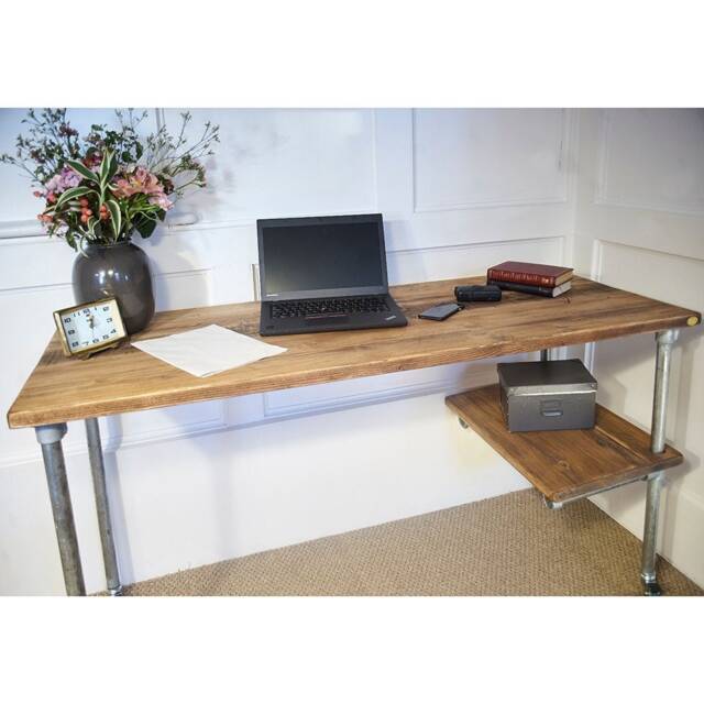 Reclaimed Industrial Scaffold Desk With Shelf+Wheels, Choice Of Sizes+Colours - image 1