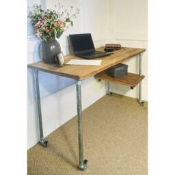 Reclaimed Industrial Scaffold Desk With Shelf+Wheels, Choice Of Sizes+Colours - thumbnail 2