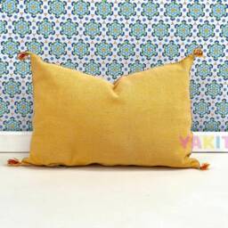Yakiti-Yellow Square Moroccan Pillows , Aka Cactus Silk Pillow, Decorative Pillows, Sabra Pillows, Moroccan Decor Designer Cactus - thumbnail 3
