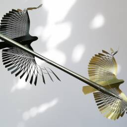 Black & Gold Bird Mobile Japanese Kirigami Art Decor - thumbnail 3