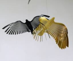 Black & Gold Bird Mobile Japanese Kirigami Art Decor