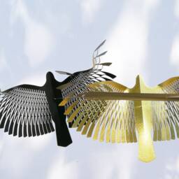 Black & Gold Bird Mobile Japanese Kirigami Art Decor - thumbnail 2