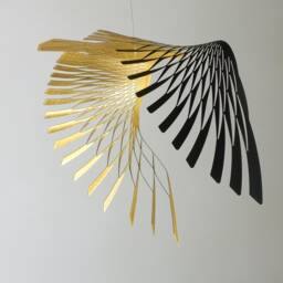 Black & Gold Bird Mobile Japanese Kirigami Art Decor - thumbnail 4