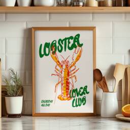 Lobster Lovers Club Kitchen Print, Modern Food Art - Unframed - thumbnail 1