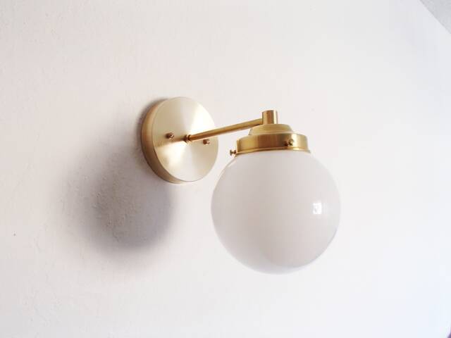 Minimalist Wall Sconce - Bedside Bathroom Lighting Entryway Glass Shades Orb Modern Brass Bedroom Hallway Ul Listed - image 1