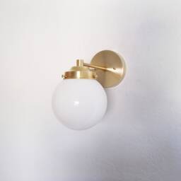Minimalist Wall Sconce - Bedside Bathroom Lighting Entryway Glass Shades Orb Modern Brass Bedroom Hallway Ul Listed - thumbnail 2