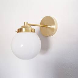 Minimalist Wall Sconce - Bedside Bathroom Lighting Entryway Glass Shades Orb Modern Brass Bedroom Hallway Ul Listed - thumbnail 3