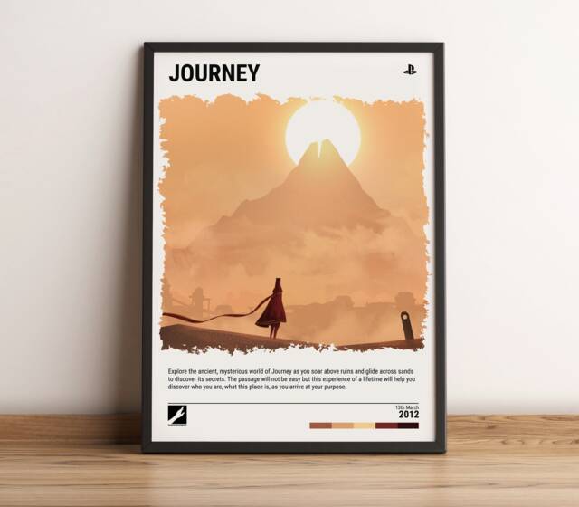 Journey - 2012 Indie Game Poster - Video Wall Art Print Gaming Gift A5-A4-A3-A2-A1 Unframed Canvas For Frame Or Hanger - image 1