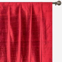 Deep Red 100% Pure Silk Dupioni Curtain Panels - Rod Pocket, Grommet, Box Pleat, Three Pinch Tab Top & Plain Ring Top - thumbnail 1