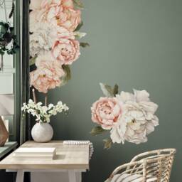 Flower Wall Decals - Peony Decal Peachy Pink Watercolor Floral Sticker - thumbnail 3