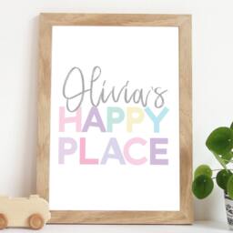 My Happy Place Print, Girls Bedroom Decor, Nursery Prints, Playroom Kids Wall Art, Decor - thumbnail 1
