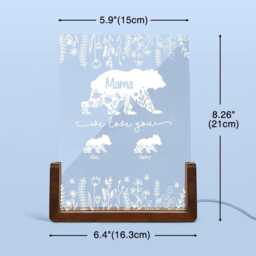 Custom Name Bear Family Led Lamp, Personalized Acrylic Night Light With Walnut Base, Unique Gift For Mom, Grandma, Or Parents - thumbnail 4