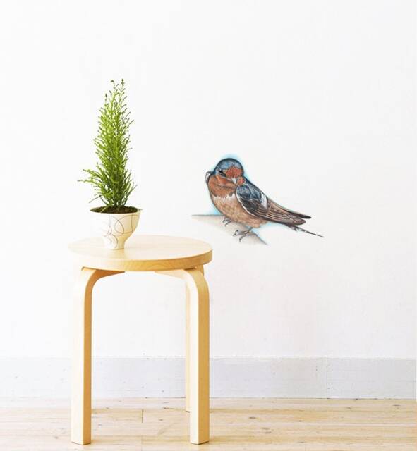 Bird On A Ledge Wall Sticker Decal - Kids Stickers, Animals Childrens Decals, Art, Room, Girl, Boy