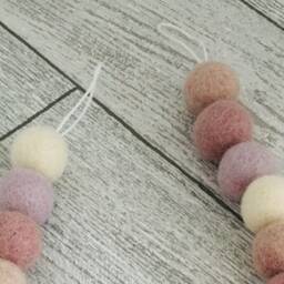 Felt Ball Pom Curtain Tie Backs Mustard, Coral, Peach & Mint - thumbnail 4