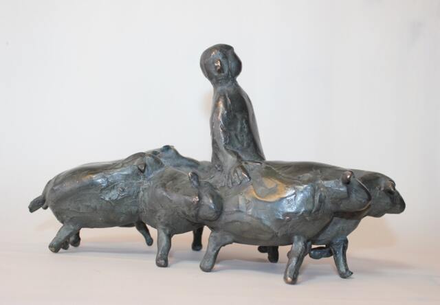 Original Bronze Sheep Sculpture Animal Art, Shepherd Artwork - image 1