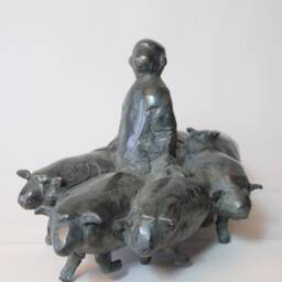 Original Bronze Sheep Sculpture Animal Art, Shepherd Artwork - thumbnail 3