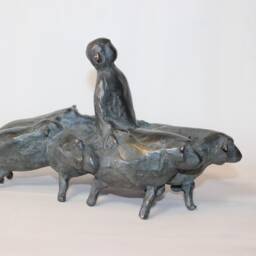 Original Bronze Sheep Sculpture Animal Art, Shepherd Artwork - thumbnail 2