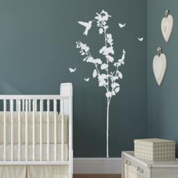 Blossom Tree Wall Sticker Featuring Hummingbird & Butterflies. Floral Home Decor For Living Room Decoration - thumbnail 1