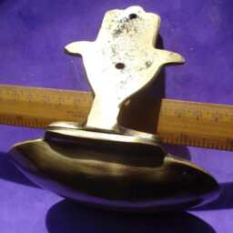 Moroccan Tarnished Brass Antique Style Wall Mounted Oval Soap Dish + Hamsa Hand - Various - thumbnail 4