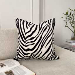 Zebra Print Velvet Cushion Cover Premium Throw Pillow For Home Decor Black & White Covers - All Sizes - thumbnail 2