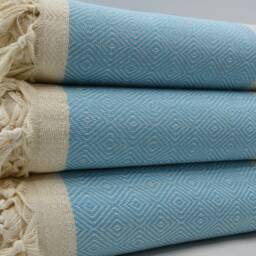"Diamond Blanket, Turquoise Throw, Turkish Blanket, Large Throws, 79""x95" - thumbnail 3