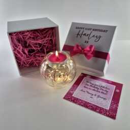 21st Birthday Gift For Her, Personalised Candle Set, Led Fairy Lights, Keepsake Women - thumbnail 2