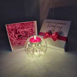 21st Birthday Gift For Her, Personalised Candle Set, Led Fairy Lights, Keepsake Women - thumbnail 3