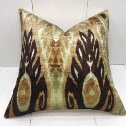 Ikat Silk Throw Pillow Cover - 16x16 Gift For New Home - thumbnail 2