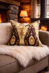 Ikat Silk Throw Pillow Cover - 16x16 Gift For New Home