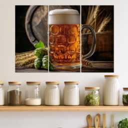 Glass Of Beer Canvas Print, Poster, Pub Wall Decor, Kitchen Lover Gift, Framed & Ready To Hang - thumbnail 3
