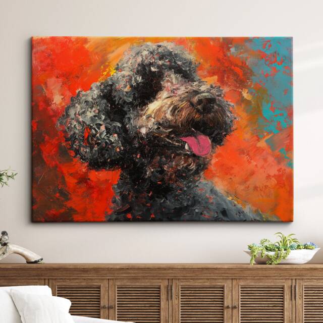 Bright Colorful Poodle Dog Pet Art Abstract Oil Painting Framed Poster Print & Canvas Wall Living Home Decor Interior Gift - image 1
