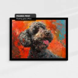 Bright Colorful Poodle Dog Pet Art Abstract Oil Painting Framed Poster Print & Canvas Wall Living Home Decor Interior Gift - thumbnail 2