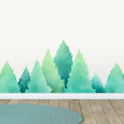 Fabric Wall Decal, Tree Watercolour Woodland Art, Kids Stickers - thumbnail 1