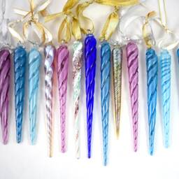 Hand Sculpted Glass Icicle Ornament Whimsical Winter Decor - thumbnail 4