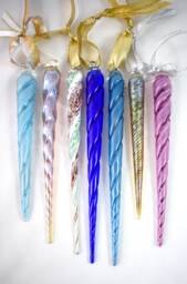Hand Sculpted Glass Icicle Ornament Whimsical Winter Decor - thumbnail 1