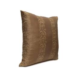 Light Brown, Dark Tan Pillow, Decorative Throw Pillow Cover, Cushion Pillowcase, Toss Silk Floral Stripe Embroidery, Modern - thumbnail 2