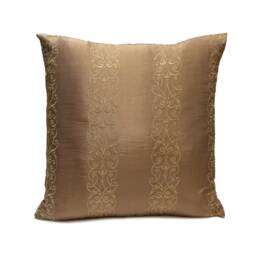 Light Brown, Dark Tan Pillow, Decorative Throw Pillow Cover, Cushion Pillowcase, Toss Silk Floral Stripe Embroidery, Modern - thumbnail 1