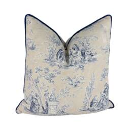 Sanderson - Josette Indigo/Taupe Stunning Designer Cushion Cover Home Decor Throw Pillow Contrast Piped - thumbnail 1