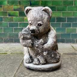 Concrete Teddy Sculpture Stone Bear Figurine Cement Animal Statue Outdoor Wildlife Decoration Front Door Ornament Bear Lover Gift Garden Art - thumbnail 1