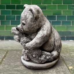 Concrete Teddy Sculpture Stone Bear Figurine Cement Animal Statue Outdoor Wildlife Decoration Front Door Ornament Bear Lover Gift Garden Art - thumbnail 3