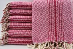 Fuchsia Towel, Red Striped Towel, Beach Towel, Turkish Towel, Throw Towel, Small Diamond Beach Towel, Peshtemal, 40''x70'', B2-K??rm??z??