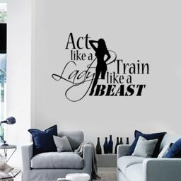 Wall Vinyl Decal Quote Act Like A Lady Train Beast Work Out Fitness Bodybuilding Gym Decor - #1068Di - thumbnail 2