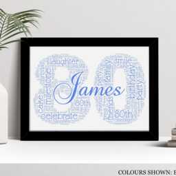 Personalised 80Th Word Art Print, Birthday Gift, Custom Wall Framed Picture, Present For Him, Her, Men, Women Nl - thumbnail 2