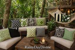 Outdoor Pillows Or Indoor Custom Cover - Green Olive Grass Kiwi Ivory Black Ebony Modern Geometric Tribal Quatrefoil 18x18, 16x16 - thumbnail 1