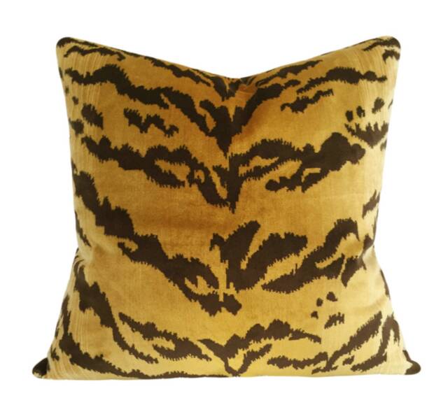 Scalamandre Le Tigre Silk Velvet Pillow Cover Tiger Print Accent Cover - image 1